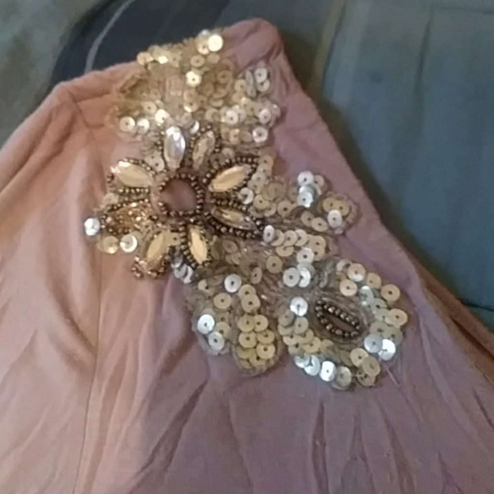 Beautiful 1 sleeve lilac shirt with rhinestone